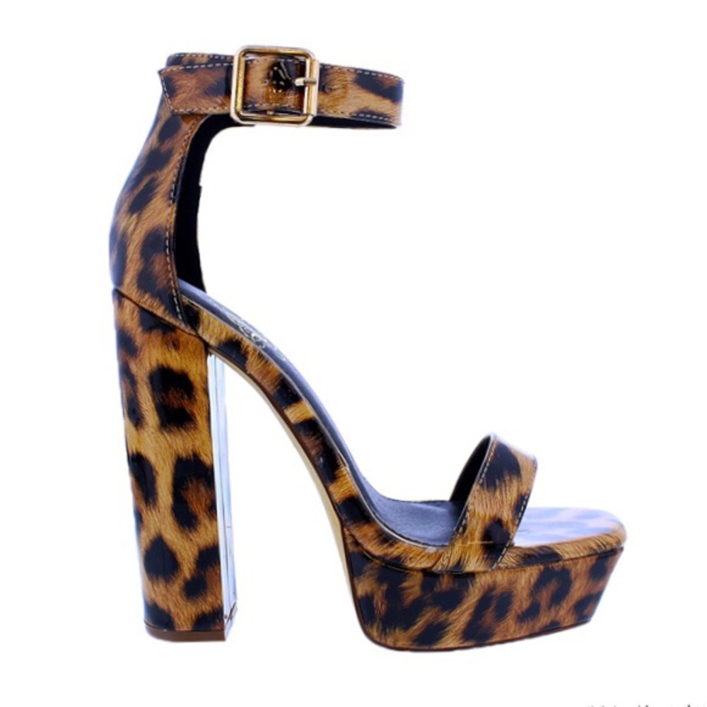 Liliana Brown Black Leopard print Heels - Picture 2 of 2